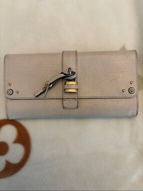 Chloe Pale Beige Leather Continental Wallet with Gold Hardware